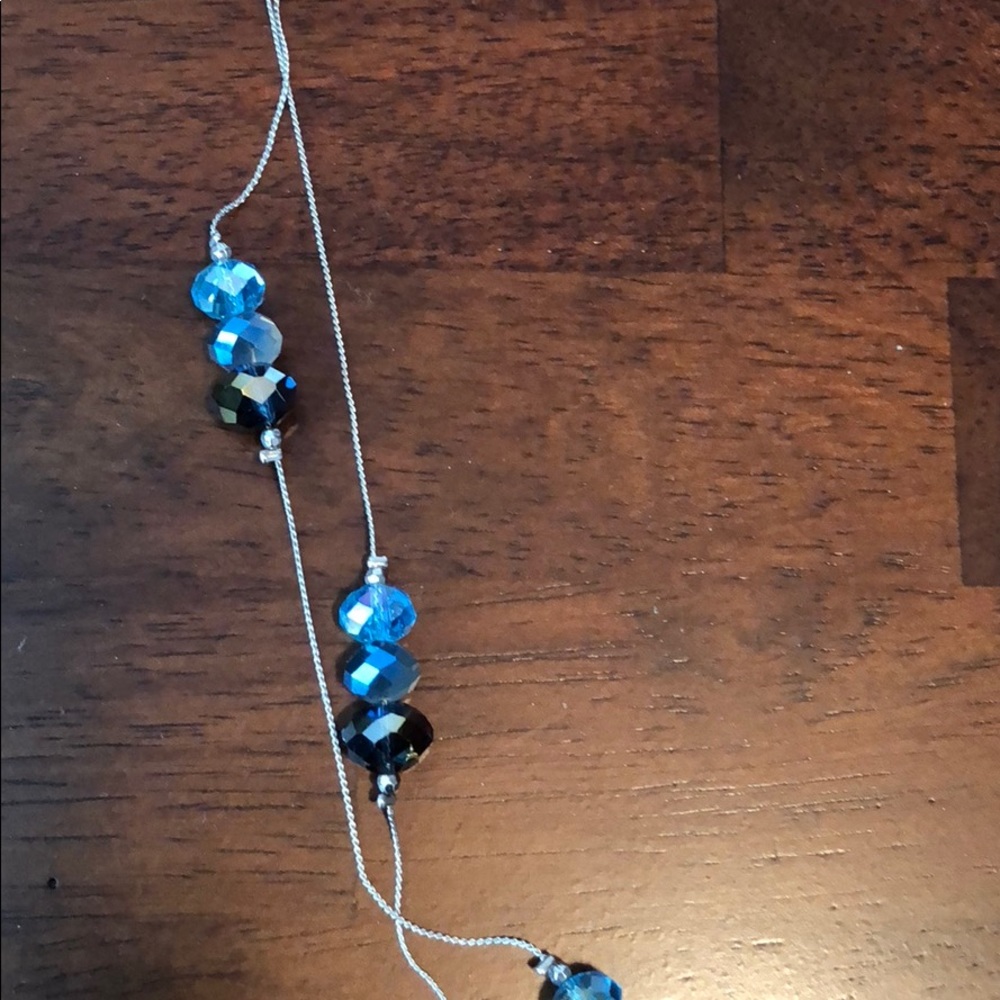 Delicate 2-strand blue beaded necklace - Picture 2 of 2